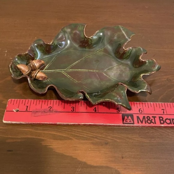 Pat Young Handmade Original Numbered Ceramic Vintage Oak Leaf Candy Dish Acorns - Picture 6 of 7